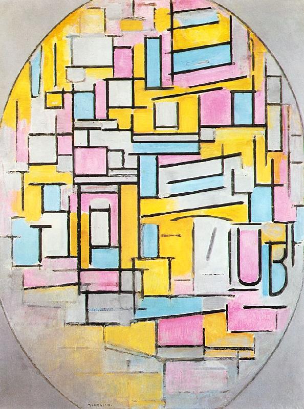 Piet Mondrian Composition with Oval in Color Planes II